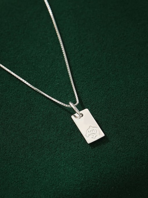 NS1081 Platinum [Tiger] 925 Sterling Silver Zodiac Minimalist Necklace